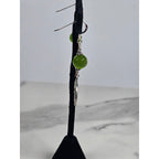 Vintage .925 Sterling Silver Peace Sign Dangle Earrings with Green Beads
