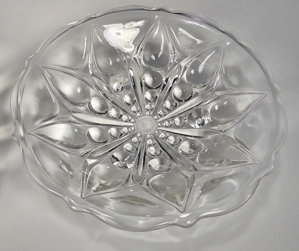 Set of 2 Anchor Hocking Footed Teardrop  Dot #920 Bowl 1960s