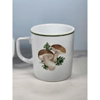 Vintage Lourioux Porcelain Botanical Mugs Set of 2 Radish Mushroom