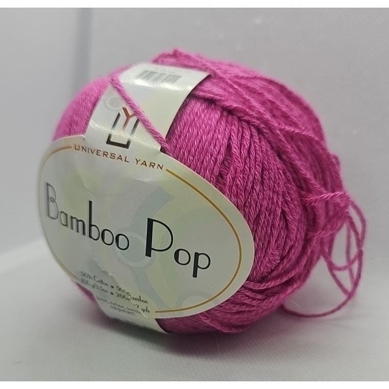 Universal Bamboo Pop Yarn Pink Cotton Blend 100g Skein