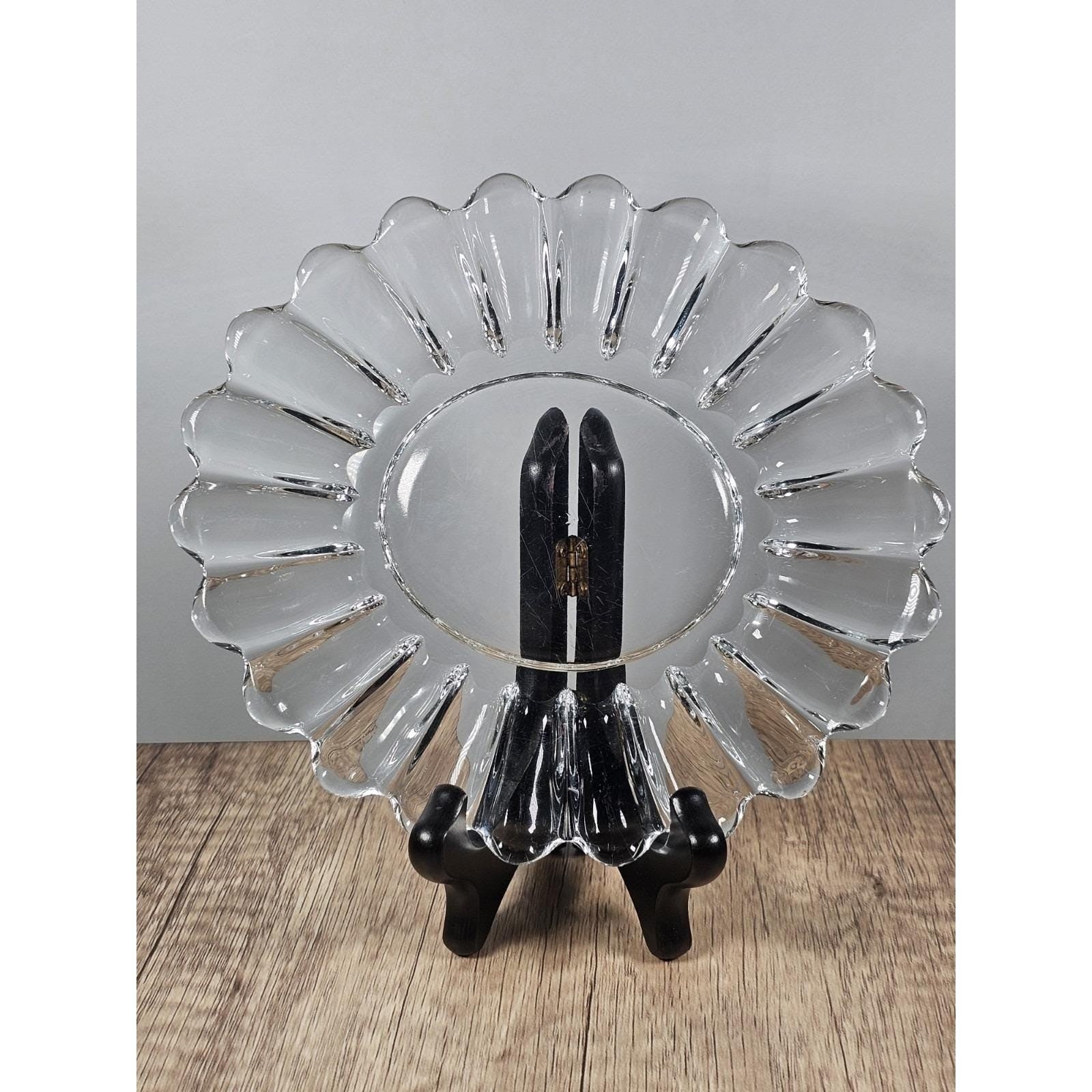 Vintage Clear Pressed Glass Oval Serving Platter Fluted Glass Dish