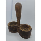 Vintage Wooden Salt & Pepper Holder Rustic Farmhouse Kitchen Stand