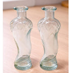 Vintage Vetreria Etrusca Green Glass Bottles Pair Italian 1960s