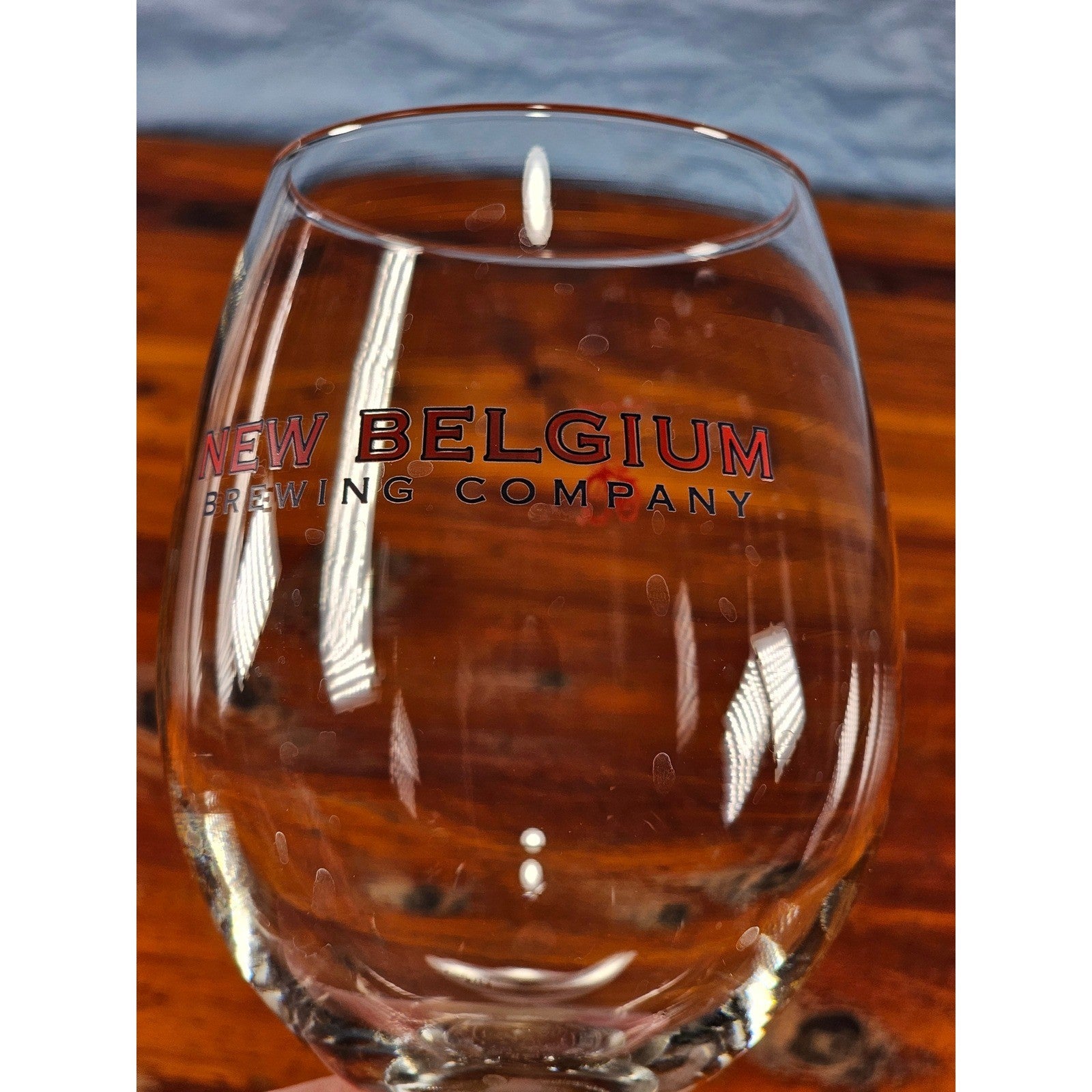 Vintage New Belgium Brewing Tulip Beer Glass Red Logo Stemmed