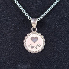 Vintage Sterling Silver Love Heart Pendant Necklace Scalloped Edge