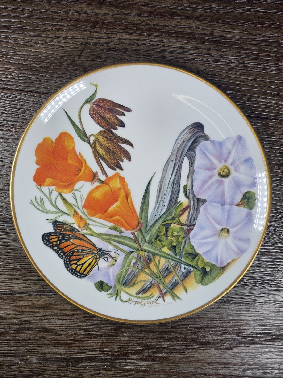VTG Sierra Club Plate California Wildflowers Poppy Morning Glory Monarch 1978
