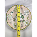 Vintage Hand-Painted Macau Floral Trinket Dish with Gold Rim