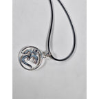 Vintage Sterling Silver Om Pendant with Purple Stone Necklace