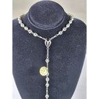 Vintage Silver Tone Rosary Necklace with Filigree Cross Pendant