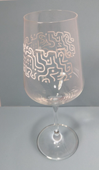 Flying Machine Brewing Company Wine Glass With Abstract Design