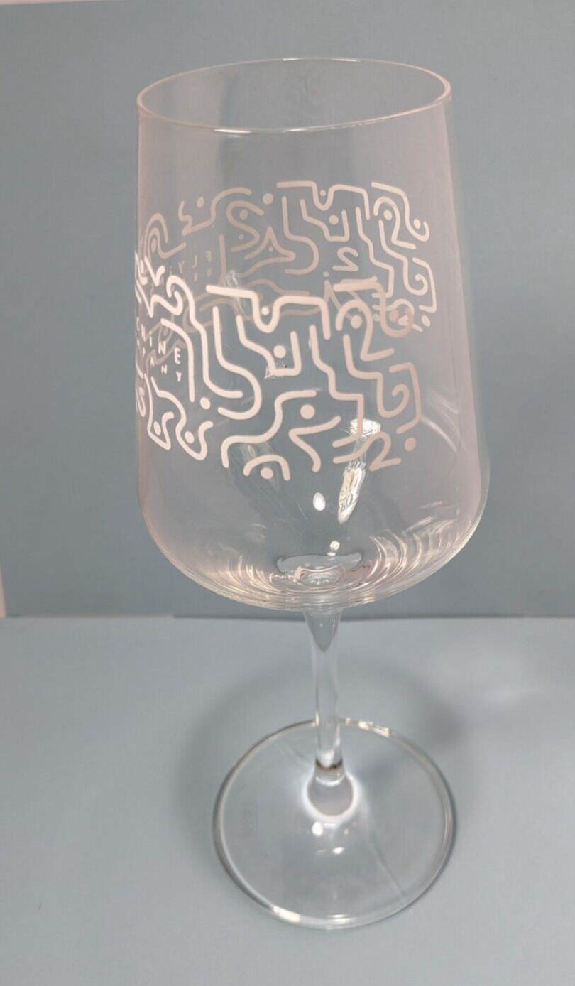 Flying Machine Brewing Company Wine Glass With Abstract Design