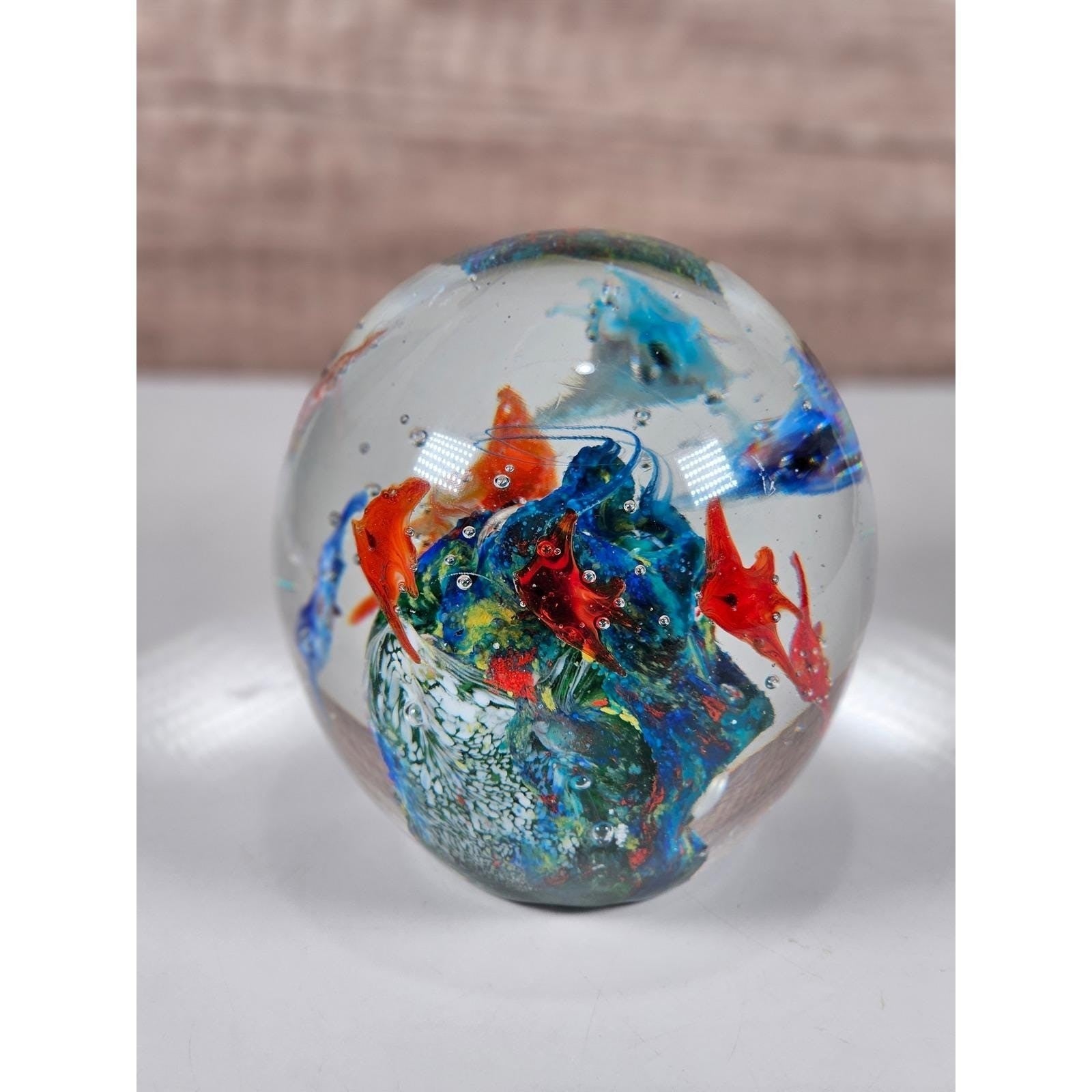 Dynasty Gallery Glass Paperweight Ocean Swirl Art Glass