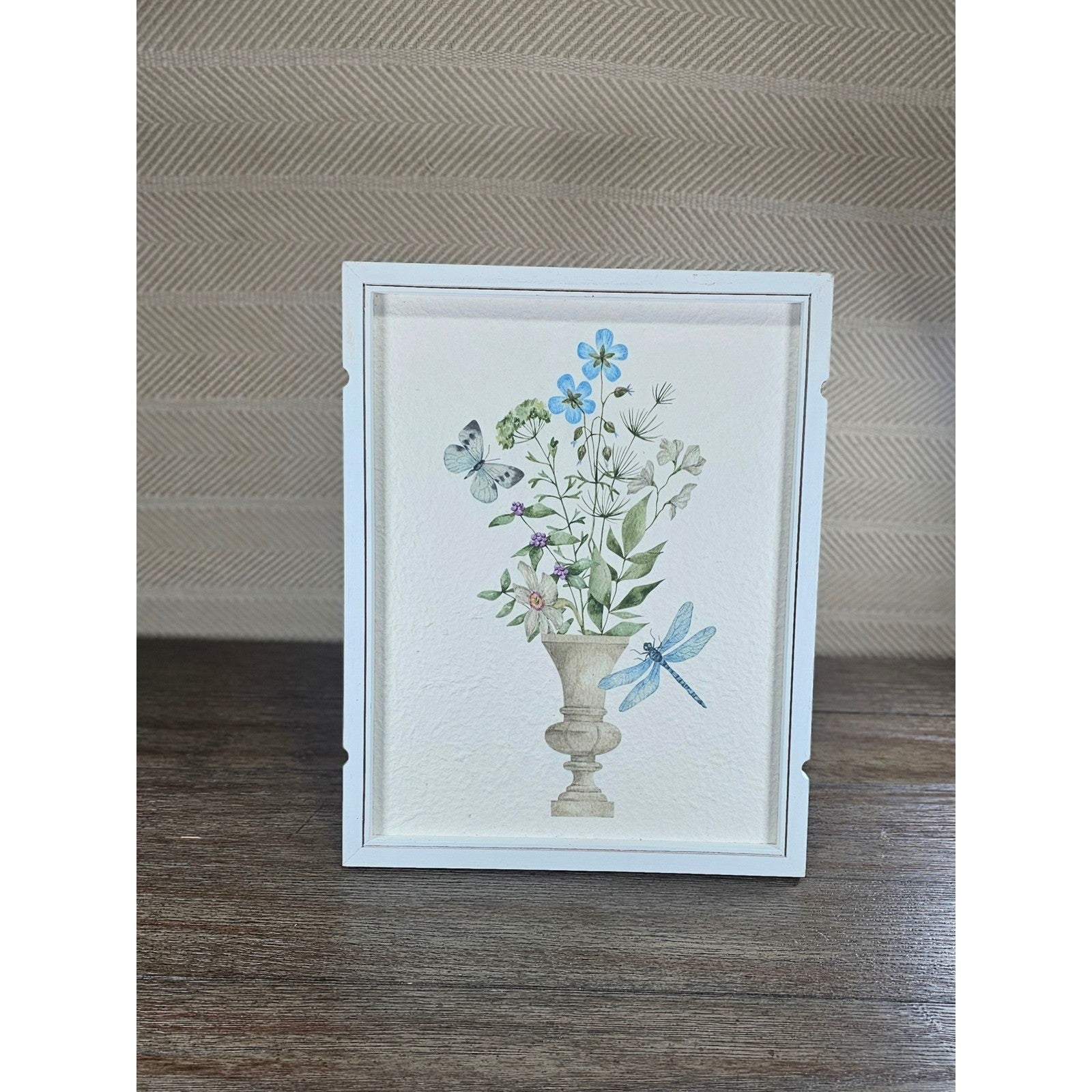 Textured Botanical Print Framed Wall or Tabletop Floral Decor