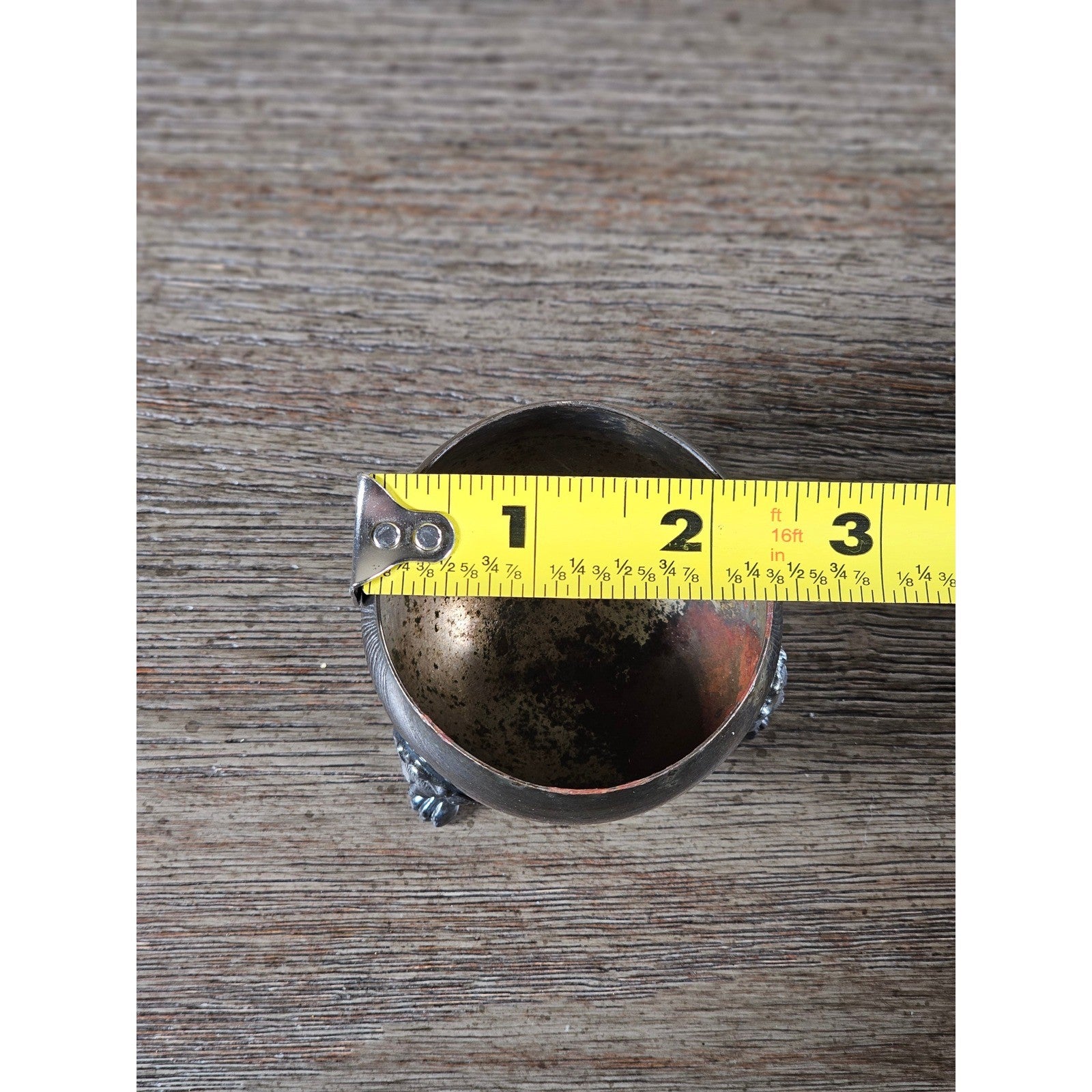 Vintage Silverplate Lion Head Footed Bowl Small Decorative Salt Cellar