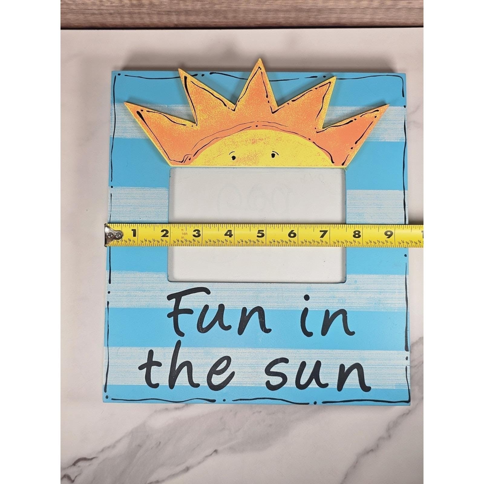 Vintage Beach Theme Picture Frame Sun Stripe Coastal Decor 4x6 Photo