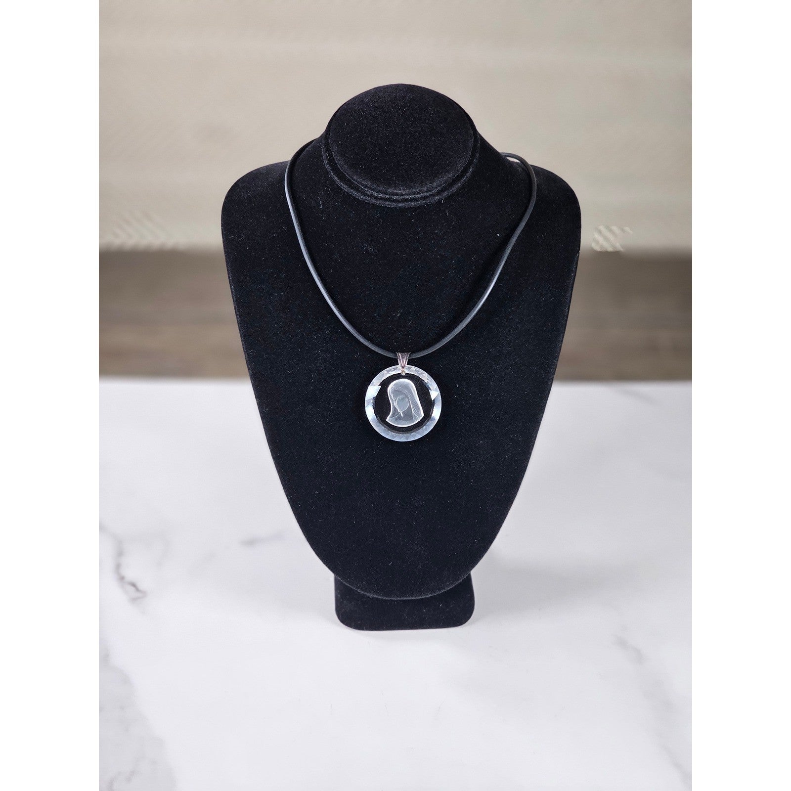 Vintage Swarovski Crystal Madonna Pendant 925 Silver Necklace