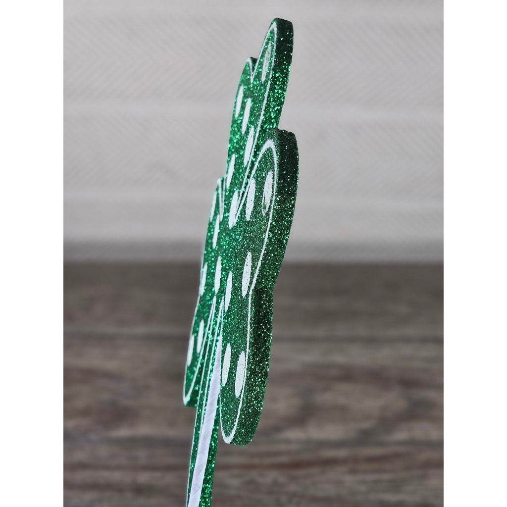 Set of 4 Green Polka Dot Clover Sprays 19" Glitter St Patrick Picks