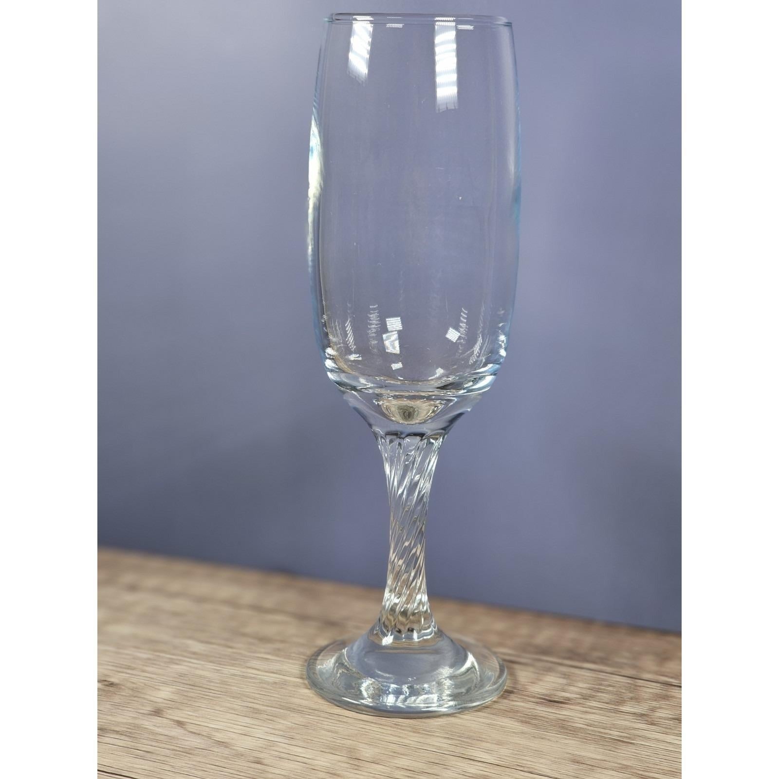Vintage Champagne Flute Twisted Stem Clear Glass Fluted Bowl Barware