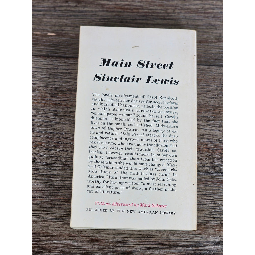 Main Street by Sinclair Lewis Vintage 1961 Signet Classic Paperback