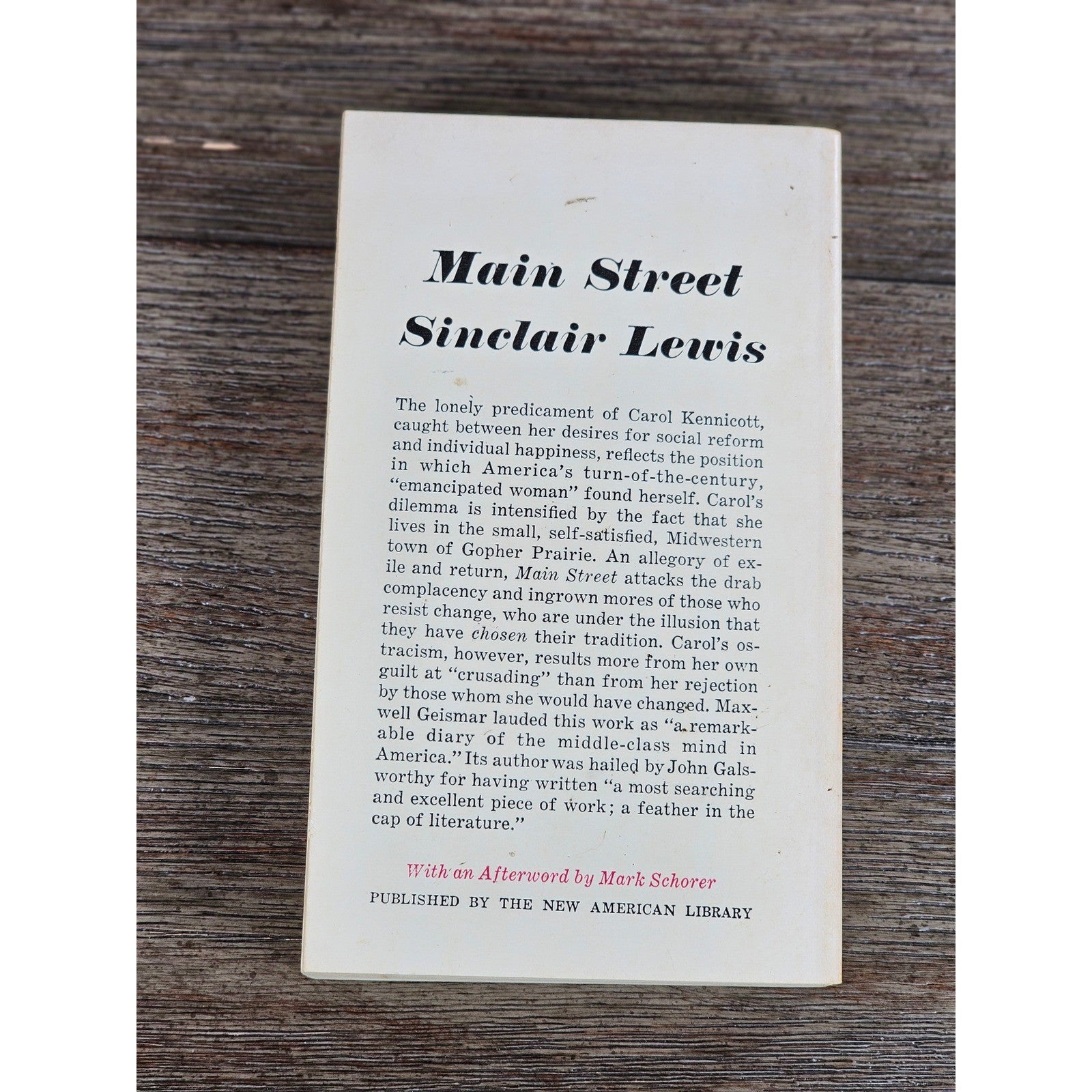 Main Street by Sinclair Lewis Vintage 1961 Signet Classic Paperback