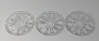 Set of 3 Cut Glass Flower Drink Coasters 3-3/4" diameter