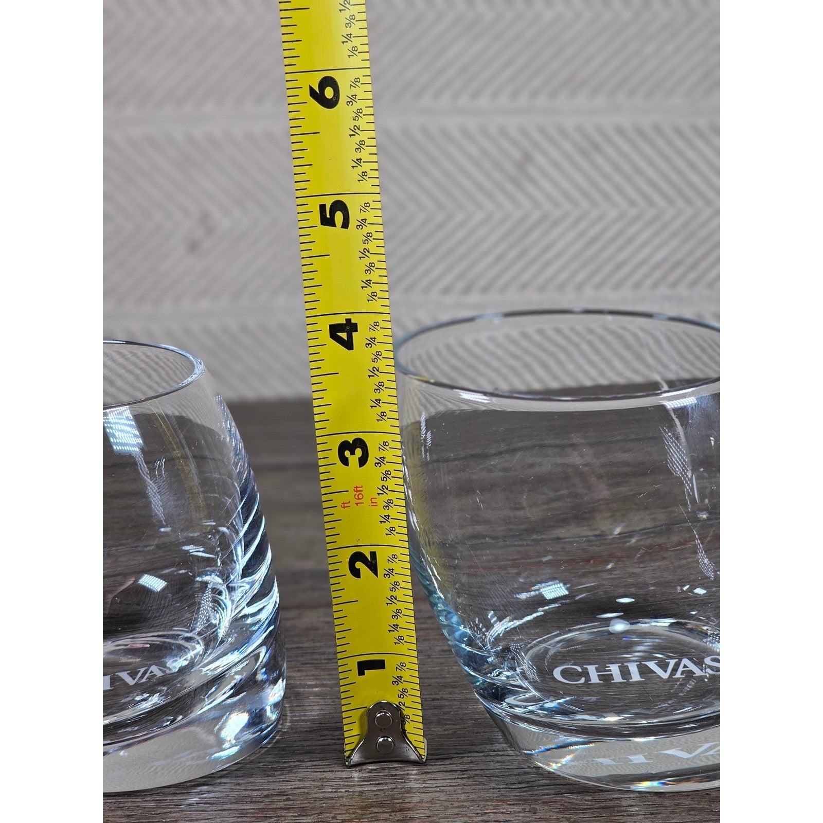 Set of 2 Chivas Etched Rocks Glasses 3.5 x 3 Inch Whisky Tumblers