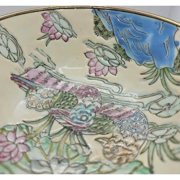Antique Chinese Famille Rose Bowl Tongzhi Mark Lotus Mandarin Ducks