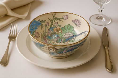 19th Century Chinese Famille Rose Porcelain Bowl with Lotus & Mandarin Ducks