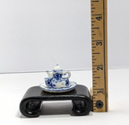 Dollhouse Tea Set with Blue White Floral Ceramic 1:12 Scale Miniature