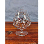 Vintage Crystal Brandy Snifter Diamond Cut Cognac Glass Stemmed