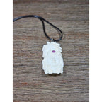Vintage Carved Woman Horse Pendant Necklace Purple Stone