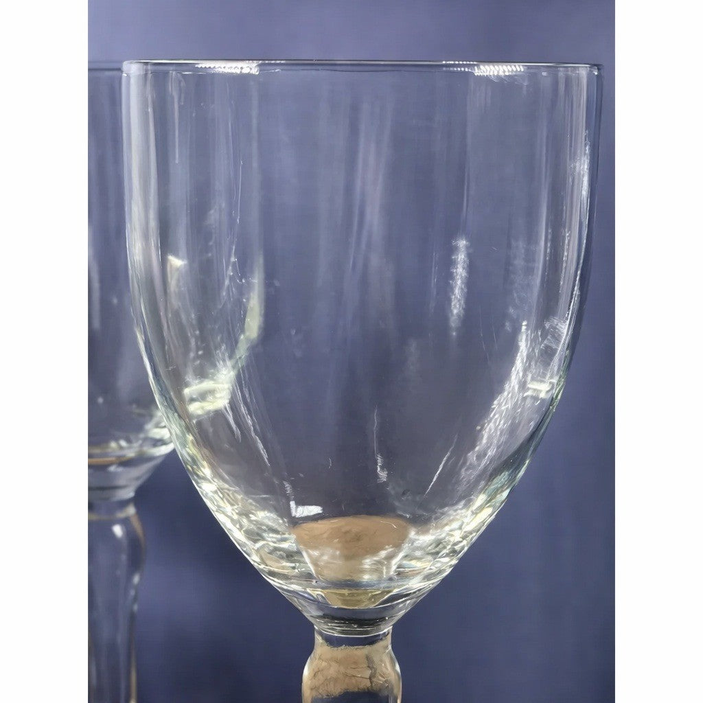 Set of 4 Vintage Crystal Water Goblets – Optic Pattern & Starburst Base