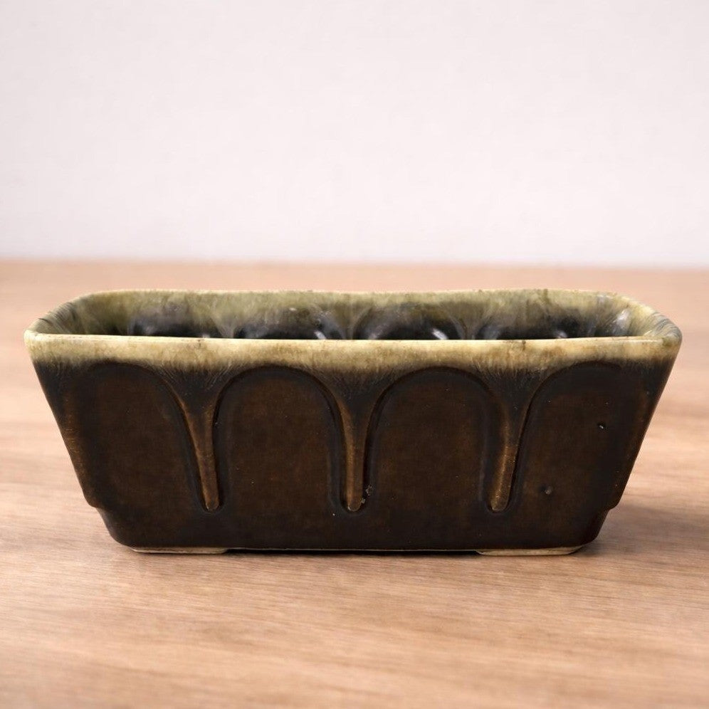 Vintage Hull USA F12 Planter Brown Green Drip Glaze Pottery