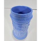 Westmoreland Blue Glass Stein Medieval Knight Relief Mug