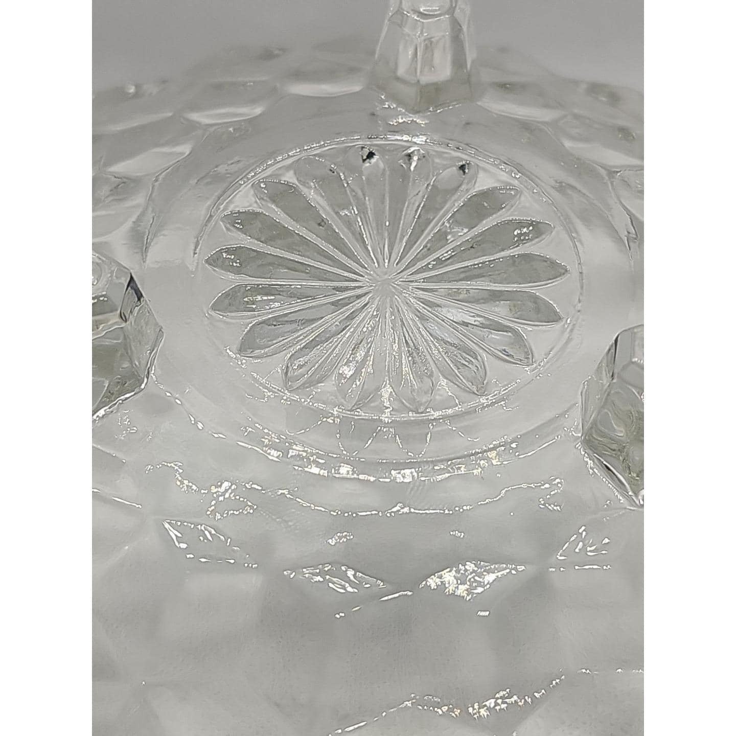 Vintage Fostoria American Cubist Glass Bowl 3 Footed Sawtooth Rim