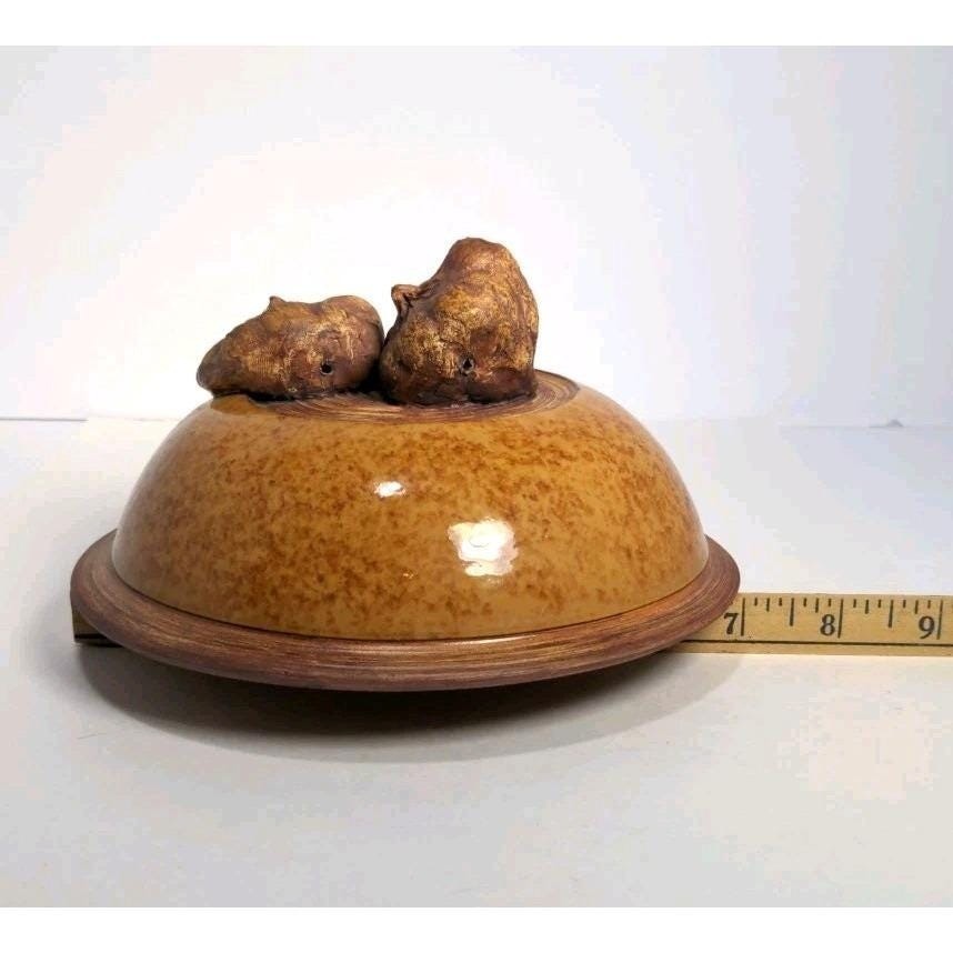 Ellen Evans Terrafirma Pottery Lid 1998 Garlic Brown Stoneware