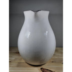 White Crackle Ceramic Pitcher Rustic Farmhouse Decor 10 Inch