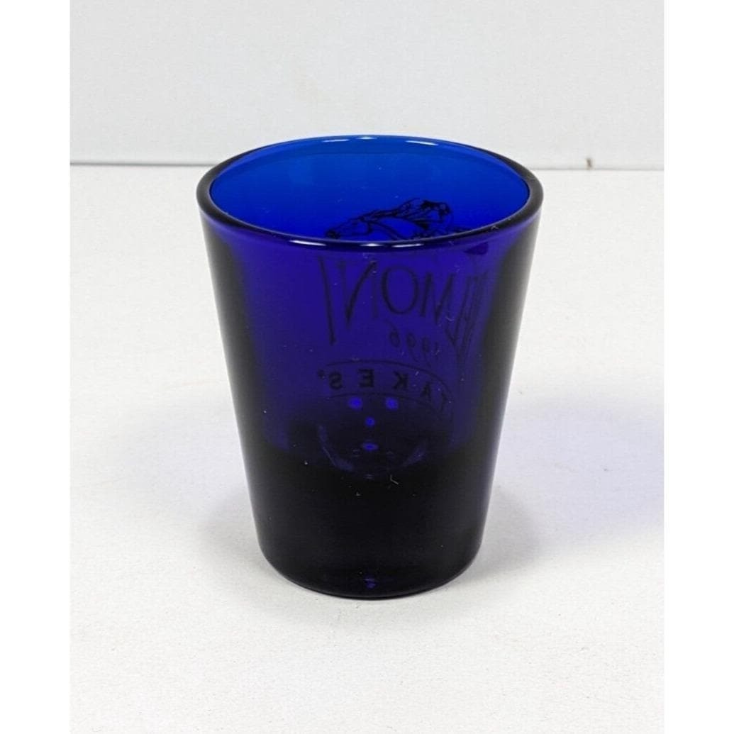 1996 Belmont Stakes Shot Glass Cobalt Blue Gold Lettering