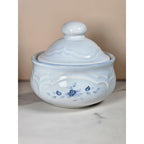 Vintage Pfaltzgraff Blue Rose Creamer and Sugar Bowl Stoneware Set