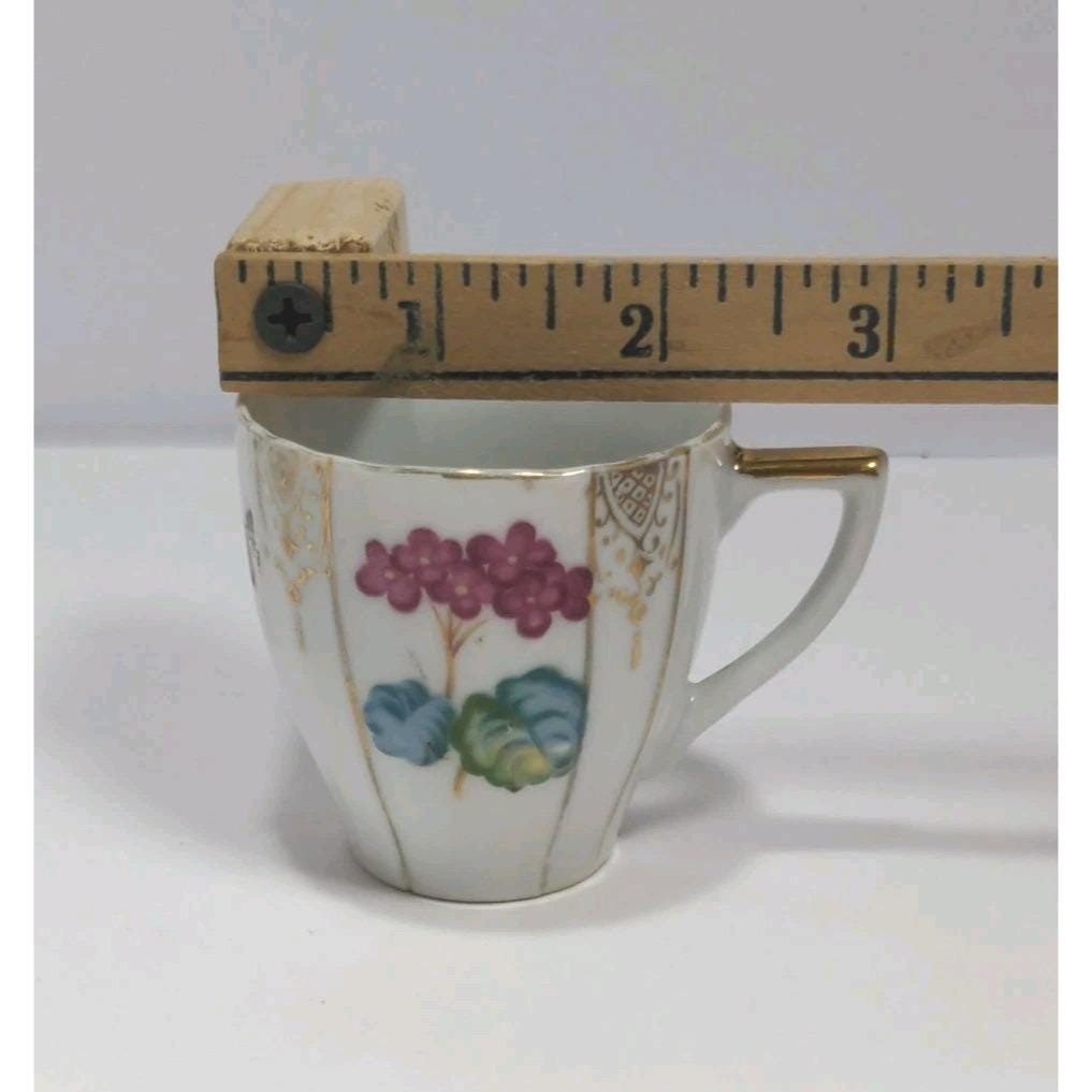 Ucagco Mini Tea Cup Occupied Japan Floral Gold Trim