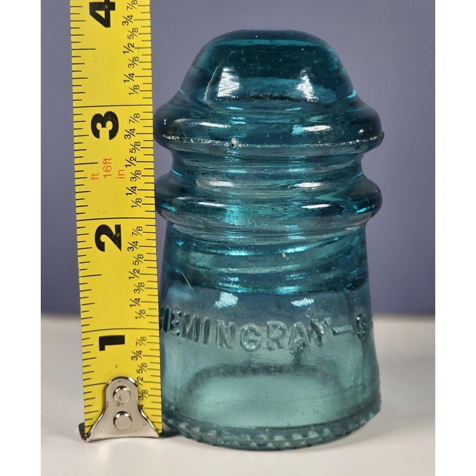 Vintage Hemingray No 9 Glass Insulator Blue May 2 1893