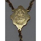 22kt Gold Cross Center Over Silver Rosary Necklace Miraculous Medal Religious