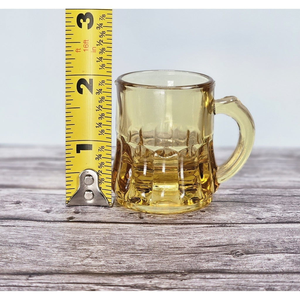 Vintage Federal Amber Mini Beer Mug Shot Glass 1970s Gold Glass