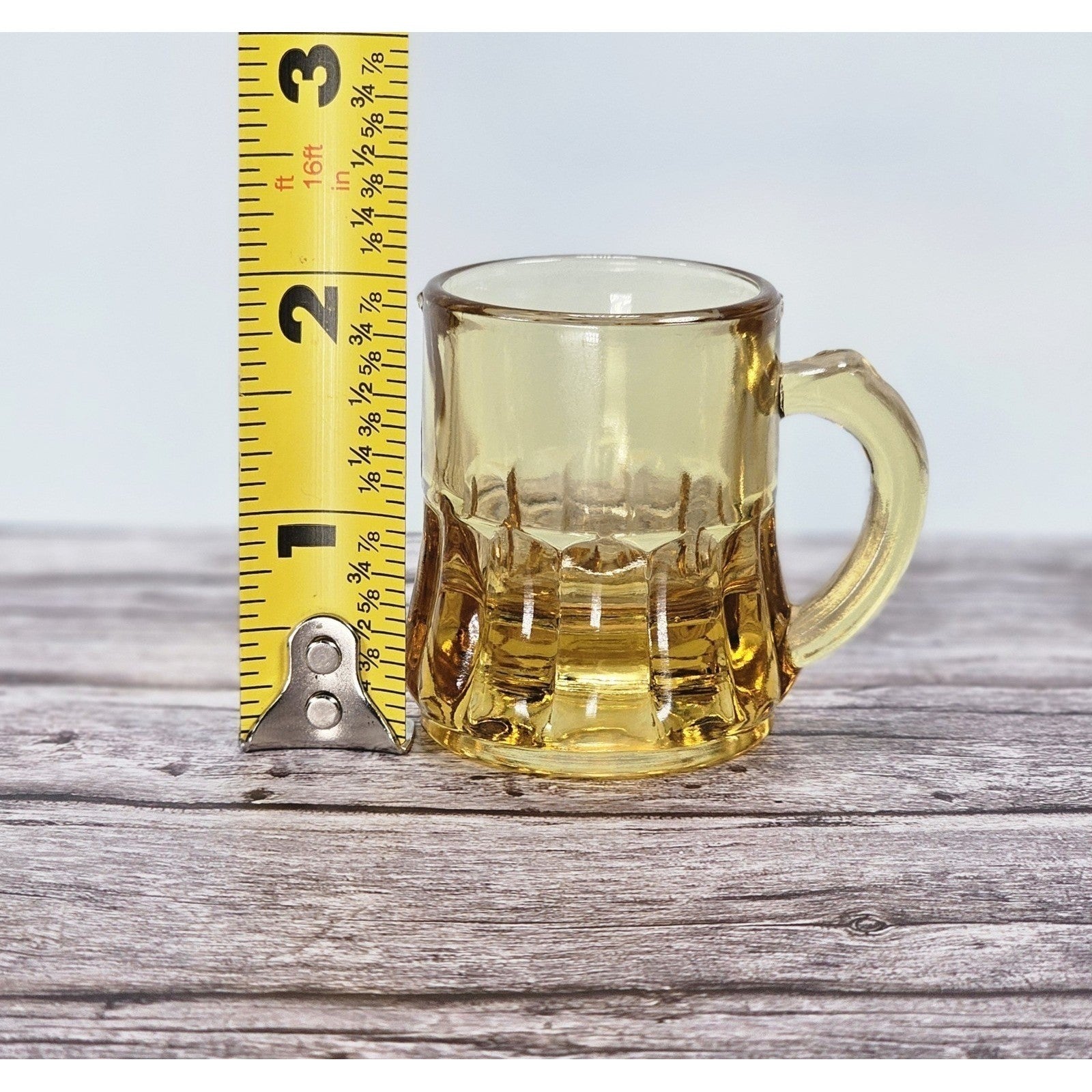 Vintage Federal Amber Mini Beer Mug Shot Glass 1970s Gold Glass