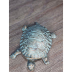 Cast Iron Turtle Decor Tabletop Accent Green Patina Coastal Figurine