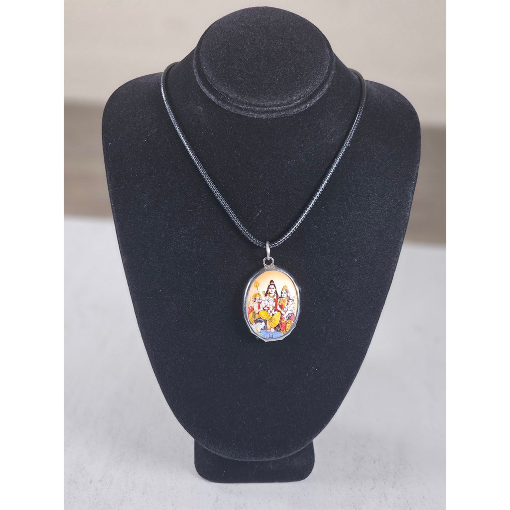 Vintage Hindu Deity Pendant Necklace Oval Religious Medallion