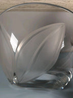 Vintage Crystal Etched Frosted Leaf Vase