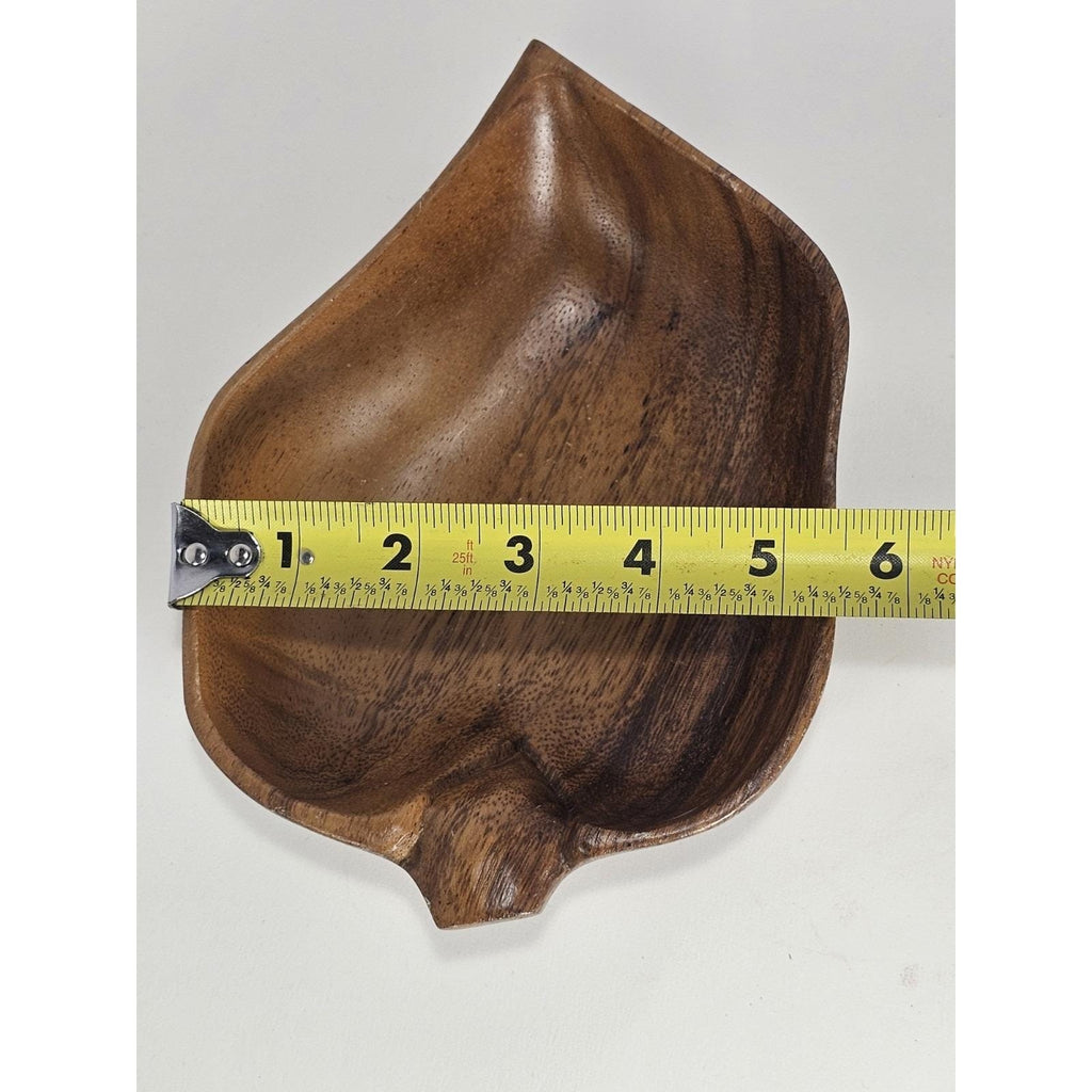 Monkey Pod Wood Leaf Bowls Set of 2 Handcrafted Handles