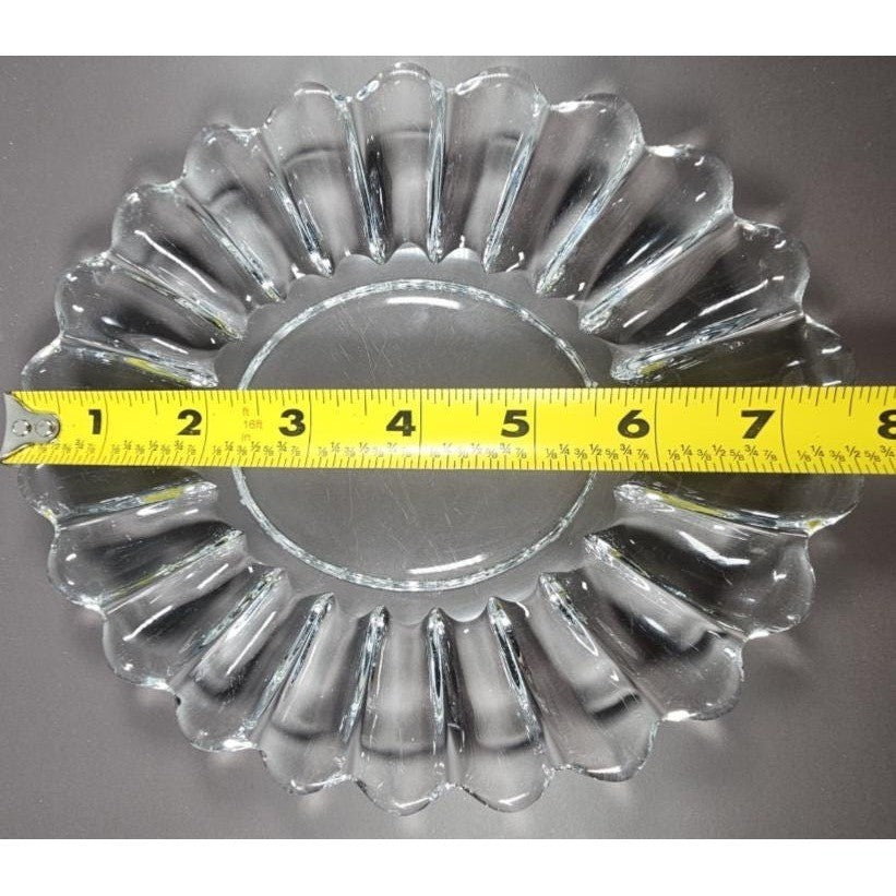 Vintage Clear Pressed Glass Oval Serving Platter Fluted Glass Dish