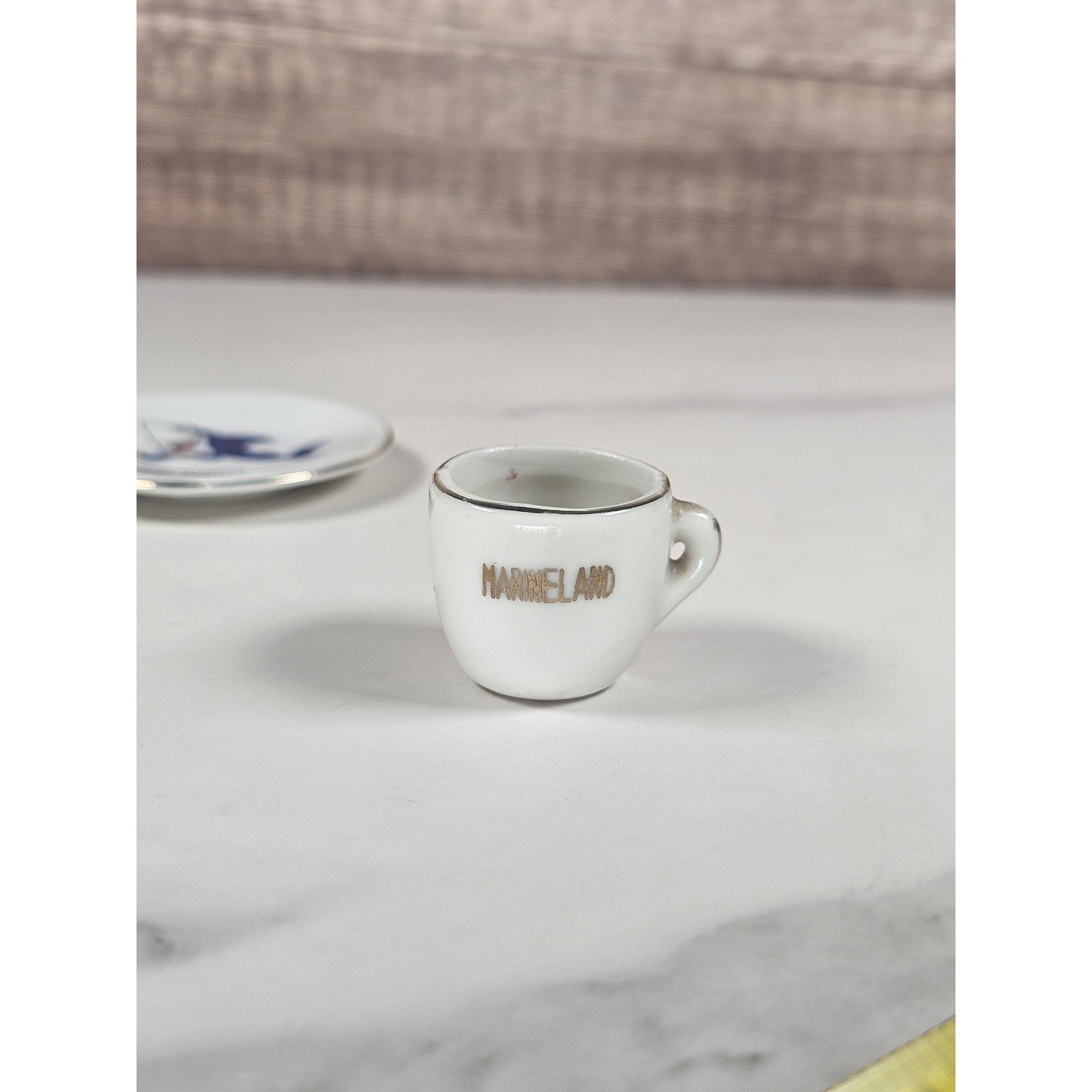 Vintage Hanna Barbera Marineland Mini Cup Saucer Shark Souvenir